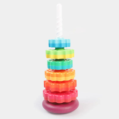 Fidtoy Rainbow Spinning Stacking Tower Toy – Sensory Learning Toy for Toddlers 1+