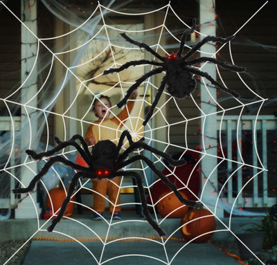 Fidtoy Grandes décorations d'araignée d'Halloween – Lot de 2